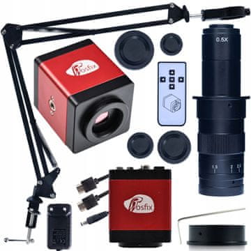 Rosfix Set Draco Pro Microscope Camera KMDRP-HDMI-VGA – 2MP, HDMI/VGA, 180X Objektiv, Nastavljiva Roka | C-Mount, FullHD, 60 FPS | za Industrijsko in Laboratorijsko Rabo