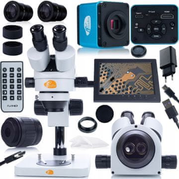 Rosfix Komplet Mercury Pro Mikroskop – Trinokularna Glava, Kamera, 8"" Zavesa | 7X-45X Zoom, HDMI, USB-C