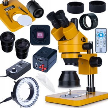 Rosfix Trinokularni Mikroskop Mercury s MSMS-T-PS1-o – Povečava 7–45X, Kamera 16MP 4K, LED 56X | Barlow 0,5X, WF10X/20