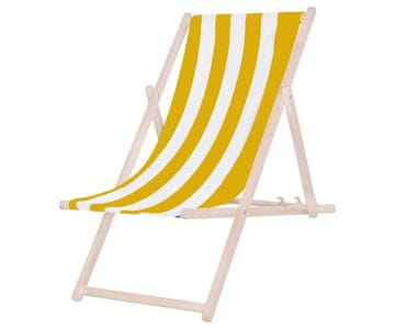 Platinet PSW zložljiv ležalnik, lesen, rumeno-bel