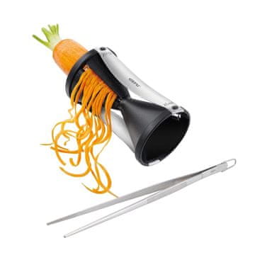 Gefu Ročno kuhinjsko strgalo ZA zelenjavo Spirelli Black, nerjaveče jeklo, s prijemalkami