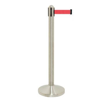 Securit by Vermes USMERJEVALNI STEBRIČEK z rdečim izvlečnim TRAKOM Steel RSRTRVSRD