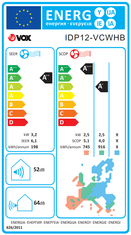 VOX electronics IDP12-VCWHB stenska klimatska naprava, z montažo