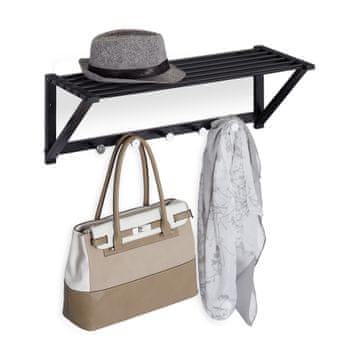 Northix Stenski obešalnik za oblačila s polico 5 kavljev kovina les