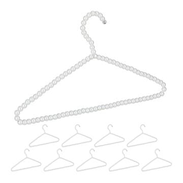 Northix Komplet 10 obešalnikov za oblačila perlasti dizajn beli