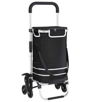 Vidaxl Nakupovalni voziček Črna 47 x 39 x 100,5 cm Oxford tkanina