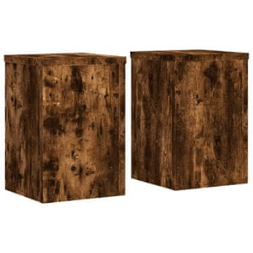 Vidaxl Stojalo za rastline 2 kosa dimljeni hrast 20x20x30 cm inž. les