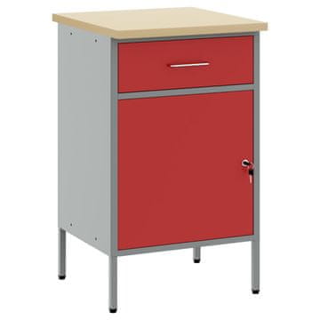 Vidaxl Delovna miza s predalom Rdeča in siva 50 x 55 x 85 cm