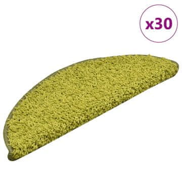 Vidaxl Stopniščne preproge 30 kosov 56x17x3 cm zelene polkrožne