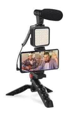 Platinet Omega VLOG 4 IN 1 SET (MIKROFON; SVETLOBA; OHRANILO ZA TELEFON NA TRACKU) + 3,5 JACK DO USB C ADAPTER