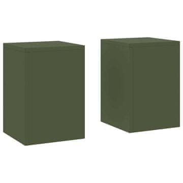 Vidaxl Stojalo za rastline 2 kos Olivno zelena 24 x 24 x 35 cm