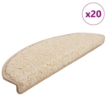 Vidaxl Stopniščne preproge 20 kosov 65x21x4 cm kremne polkrožne velike