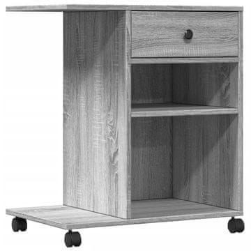 Vidaxl Stojalo za tiskalnik s kolesi siva sonoma 60x40x68,5 cm