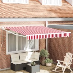 Vidaxl Ročna tenda 3 x 2,5 m Rdeča in bela črta 100% poliester