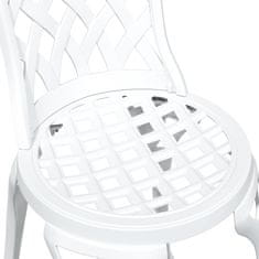 Vidaxl Komplet vrtne mize 3 pcs Bela Lit aluminij