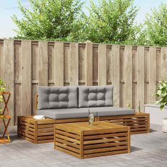 Vidaxl Zunanja garnitura za sedenje 3 Kos Naravna in svetlo siva