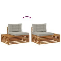 Vidaxl Zunanja garnitura za sedenje 6 Kos Naravna in svetlo siva
