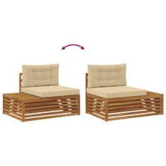 Vidaxl Zunanja garnitura za sedenje z blazino 3 Kos Naravna in bež
