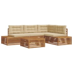 Vidaxl Zunanja garnitura za sedenje z blazino 5 Kos Naravna in bež