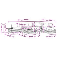 Vidaxl Zunanja garnitura za sedenje z blazino 7 Kos Naravna in bež