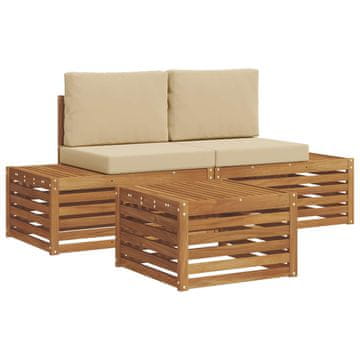 Vidaxl Zunanja garnitura za sedenje Naravna in bež 59 x 59 x 37 cm