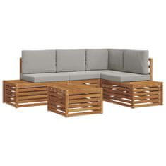 Vidaxl Zunanja garnitura za sedenje 5 Kos Naravna in svetlo siva