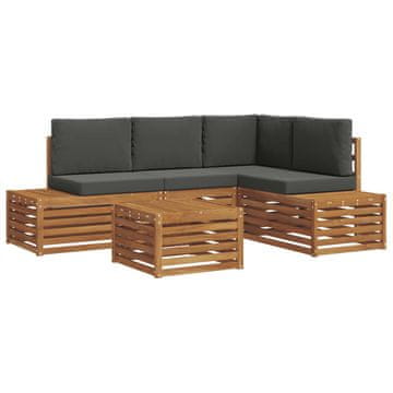 Vidaxl Zunanja garnitura za sedenje 5 Kos Naravna in antracitna