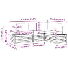 Vidaxl Zunanja garnitura za sedenje z blazino 4 Kos Naravna in smetana