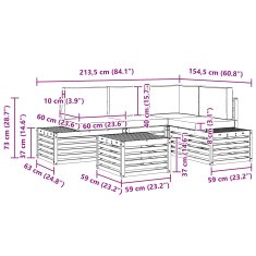 Vidaxl Zunanja garnitura za sedenje z blazino 5 Kos Naravna in smetana
