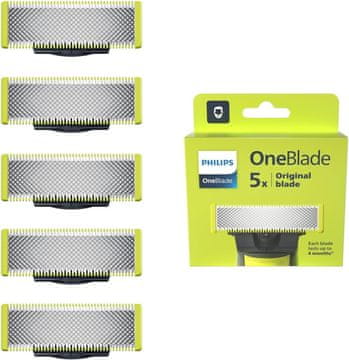 slomart Philips OneBlade Original rezila - 5x originalnih nadomestnih rezil, prirezovanje in britje obraza in telesa, QP250/50