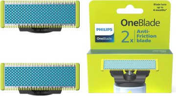 slomart Philips OneBlade First Shave rezila, primerna za vse modele OneBlade in OneBlade Pro, za posebno občutljivo kožo na obrazu, original Philips, pakiranje 2 kosa (model QP225/50)