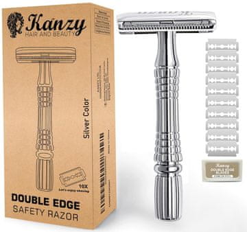 slomart Kanzy britvica za moške in ženske z 10 rezili iz nerjavečega jekla, mokri brivnik varnostna britvica deluje z vsemi britvicami z dvojnim robom Safety Razor Set