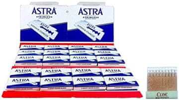 slomart Astra Superior Stainless Blue britvice - 100 britvic in 20 kamnitih svinčnikov za zaustavitev krvavitve za zdravljenje manjših ran pri britju