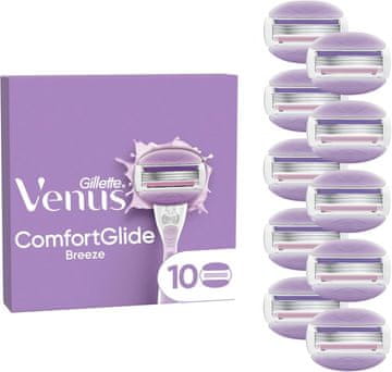 slomart Gillette Venus ComfortGlide Breeze nadomestne britvice za ženske, 10 ORIGINAL nadomestnih britvic za ženski brivnik, 3 rezila za gladko, temeljito in dolgotrajno odstranjevanje dlačic