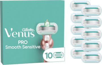 slomart Gillette Venus Pro Smooth Sensitive Rezervna rezila za britje za ženske, 10 ORIGINAL nadomestnih rezil za ženski brivnik, ženski mokri brivnik za občutljivo kožo