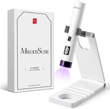slomart MelodySusie Prenosna UV lučka s stojalom za gel nohte, mini polnilna UV LED lučka z LCD zaslonom, prenosna majhna UV lučka za nohte z 2 časovnikoma, sušilnik za nohte za vse UV gel lake (bela)