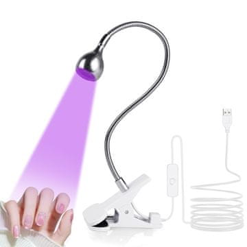 slomart LOPHE Fleksibilna svetilka za gel nohte - UV LED lučka z gosjim vratom, sušilnik za lak za nohte za utrjevanje vseh gel lakov, sušilnik za gel nohte (srebrna)