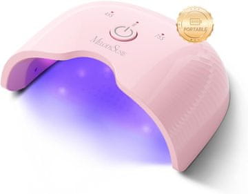 slomart MelodySusie Mala UV lučka za gel nohte s prenosno zasnovo, P-ART06G Polnilni sušilnik za nohte s pametnim senzorjem utrjuje mehke gele, polovično strjen gel, roza