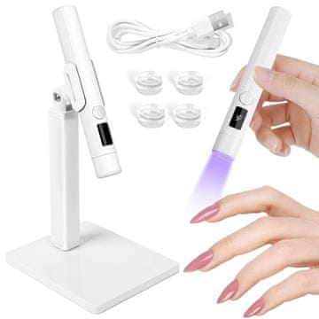 slomart LOPHE UV lučka za gel nohte, 2 v 1 Mala UV lučka za nohte & Nail s stojalom Prenosna, Mini U V LED lučka za nohte Polnilna, za utrjevanje lepila za nohte & Nail Tips Bela (A)