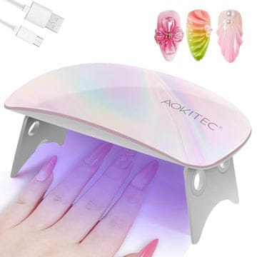 slomart Aokitec Mini UV LED Nagellampe - Zložljiva UV lučka za nohte v obliki miške, profesionalni sušilnik za nohte za gel lak, press on nohte & podaljševanje nohtov, potovalna UV lučka USB, Gradient