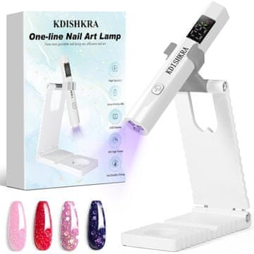 slomart Mini UV lučka za gel nohte, majhna UV lučka za nohte s 3 načini časovnika in LCD zaslonom, prenosna polnilna UV LED lučka za nohte s stojalom, sušilnik za nohte za gel lak bel
