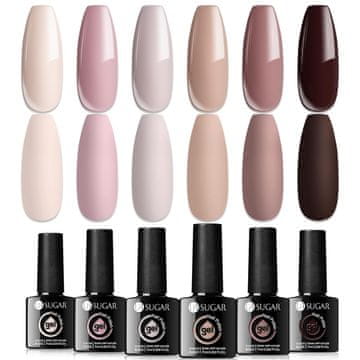 slomart UR SUGAR UV lak za nohte v barvi nude rjave barve, komplet gel lakov, 6 barvni komplet nude roza gel za gel nohte DIY komplet za nohte za valentinovo, poroko, zmenke, božični vikend in zabavo.