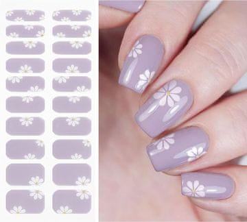 slomart JMEOWIO Folija za nohte, utrjevanje z UV svetlobo, bele rože, svetlo vijolična, UV gel nalepke za nohte, nalepke za nohte, dekoracija za nail art, pripomočki za oblikovanje nohtov