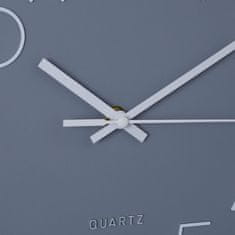 Quartz Moderna stenska ura s črno številčnico in belimi kazalci, mehanizem na baterije