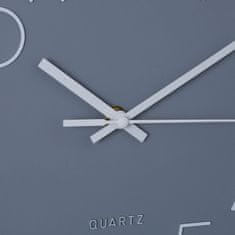 Quartz Moderna stenska ura s črno številčnico in belimi kazalci, mehanizem na baterije