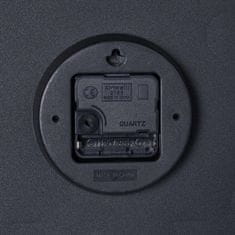 Quartz Moderna stenska ura s črno številčnico in belimi kazalci, mehanizem na baterije