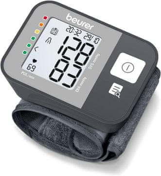 slomart Beurer BC 27 merilnik krvnega tlaka na zapestju z zaznavanjem aritmije, barvni indikator tveganja, za obseg zapestja 14-19,5 cm, medicinski pripomoček, prenos podatkov v Apple Health in podobno.