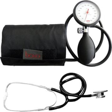 slomart Boso K1 Shock Protected - ročni merilnik krvnega tlaka (aneroidni) za nadlaket, 1-cevni sistem, manšeta 22-32 cm, vklj. s TIGA-MED stetoskopom z dvojno glavo, črn