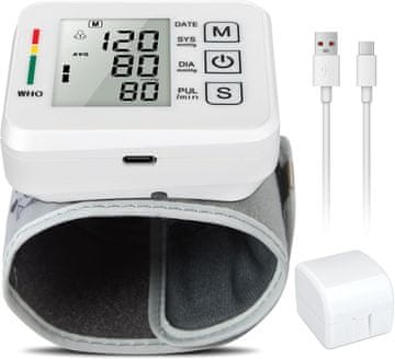 slomart Avtomatski zapestni merilnik krvnega tlaka z LCD zaslonom in nemškim glasovnim sporočilom, zapestni monitor krvnega tlaka, nastavljiva manšeta (13,5-19,5 cm), digitalni monitor krvnega tlaka