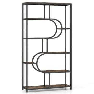 Northix 5-nadstropna odprta knjižna omara rustikalna rjava in črna 95x30x175 cm